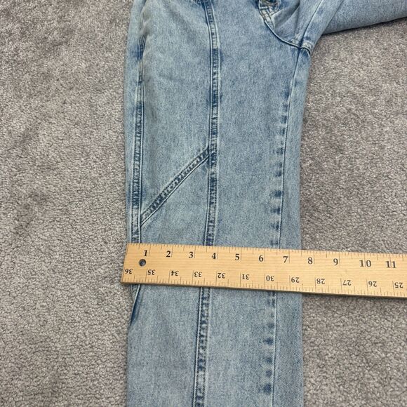 Free People Acid Wash High Rise Tapered Leg Mom Denim Jeans Womens 24 Button Fly - Picture 12 of 16